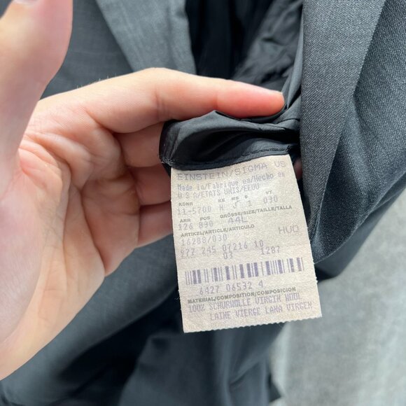 Hugo Boss Blazer Mens 44L Black Suit Jacket Einstein Wool Single Breasted - Picture 9 of 11